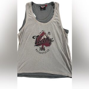 Victory Motorcycle women’s Gray Graphic Sleeveless Tank Top Sz Large